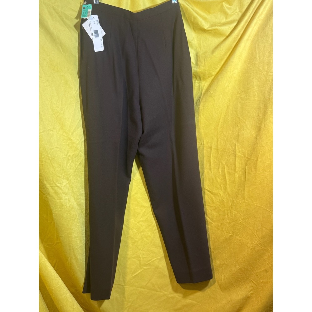 Jones New York Vintage Brown 100% Worsted Wool Pleated Tapered Pants Womens 10